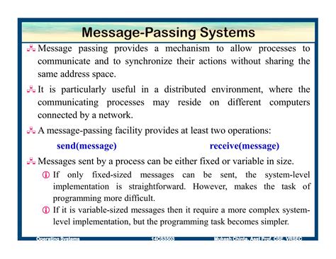 Message Passing Provides A Mechanism To Allow Processes To Communicate