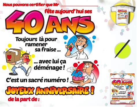 message pour anniversaire 40 ans humour