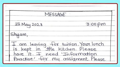 message writing examples for class 10