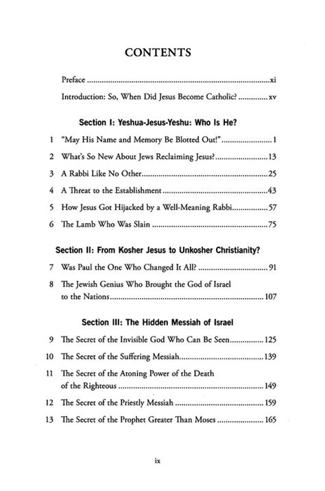 messiah table of contents