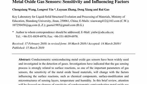 Metal Oxide Gas Sensors Sensitivity And Influencing Factors Free FullText