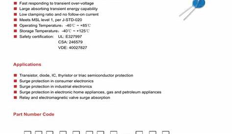 VARISTOR Metal Oxide Varistors datasheet.pdf Quantity