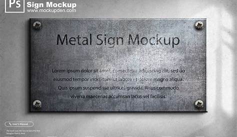 Metal Plaque Mockup Free Building Signage PSD Template Den