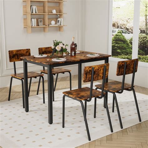 Metal Frame Dining Table Set