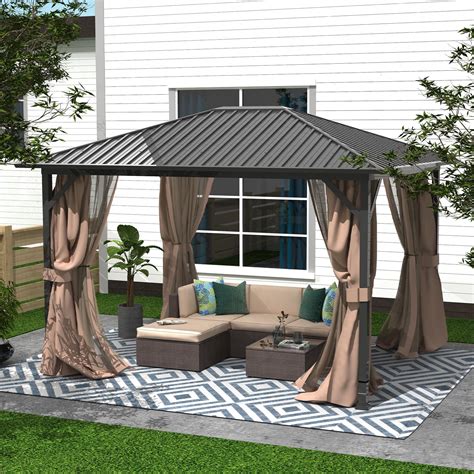 metal gazebo with roller blinds