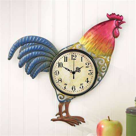 metal rooster wall clock