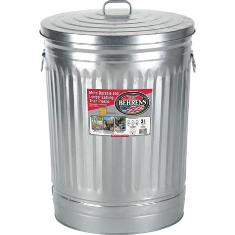 metal trash bin with lid
