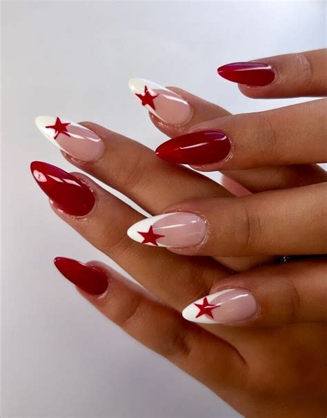 Metallic Red Star Nails