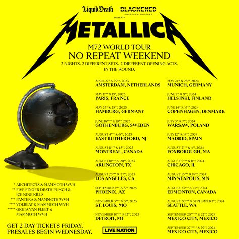 metallica 72 seasons tour