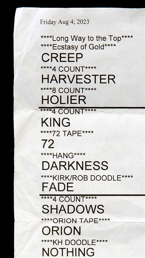 metallica setlists for concerts