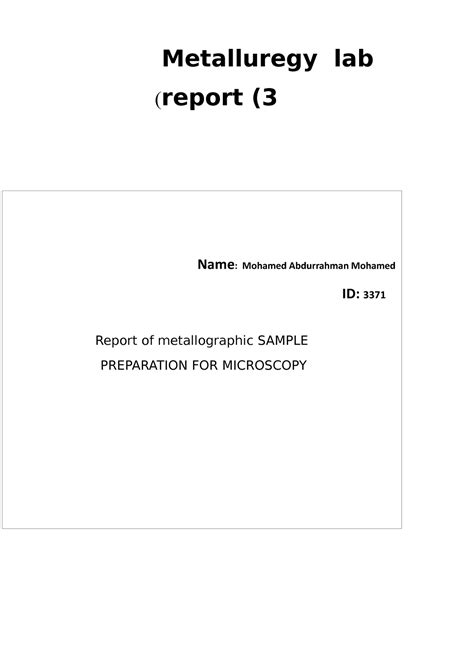 Metallographic Sample Preparation Lab Report