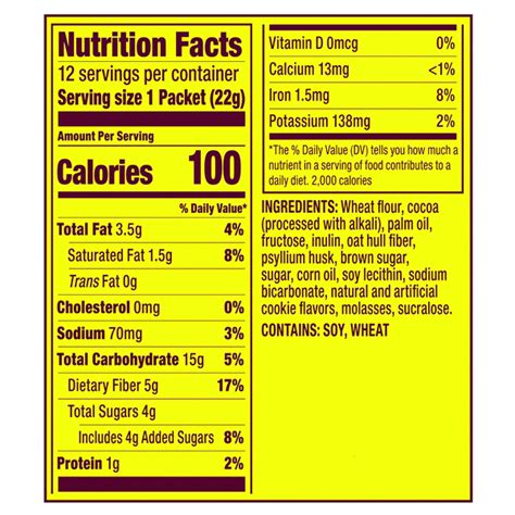 metamucil fiber thins nutrition label