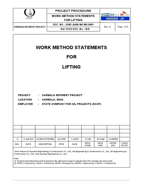Method Statement Lifting