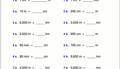 Metric System Conversion Guide (A) Measurement Worksheet