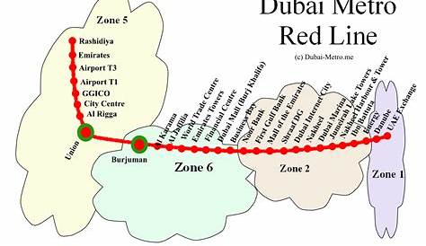 Dubai Metro Red Line Stations, Route Map