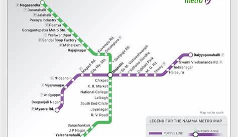 Metro Route Bangalore Printable Map For Tourists