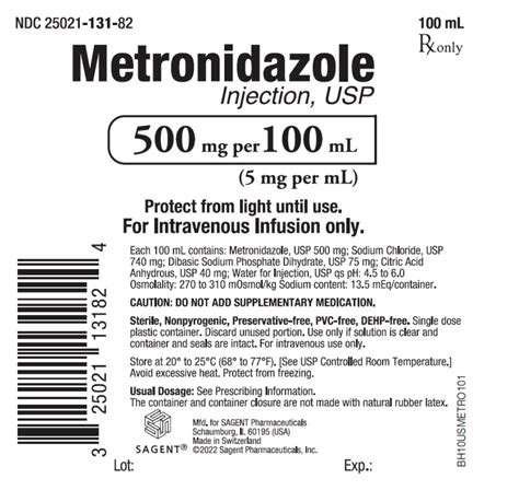 metronidazole infusion time