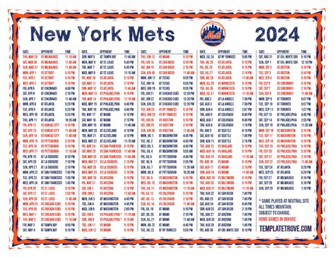 mets baseball schedule 2024