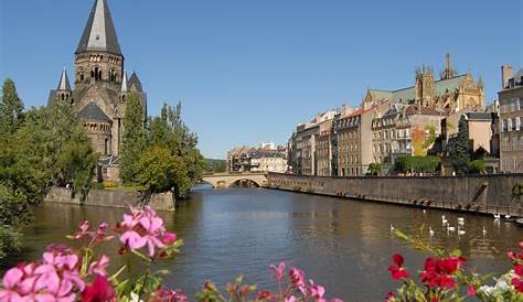 View of Metz city, Lorraine area of France. Horizontal shot. The
