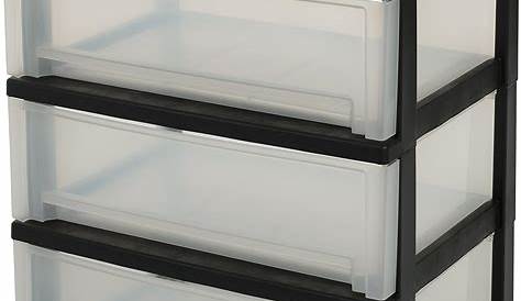 Tour de rangement A4 noire 2 tiroirs transparent 14 L