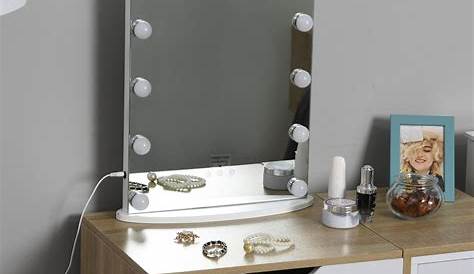 Meuble Avec Miroir Pour Se Maquiller Ensemble De Coiffeuse, Coiffeuse Et Ampoules
