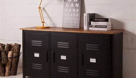 Meuble Bois Et Metal Noir Enfilade Style Industriel Scandinave En Métal