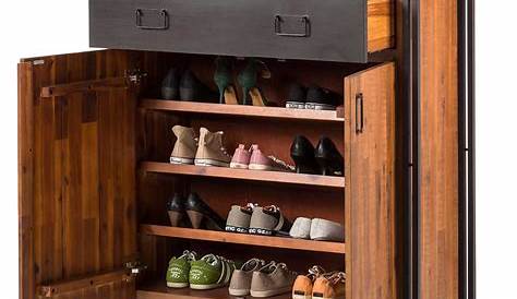Meuble à chaussures industriel pas cher bois et métal