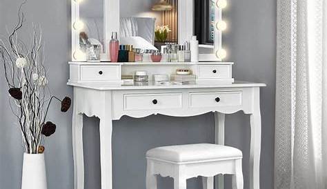 Coiffeuse table de maquillage avec miroir et tabouret 6