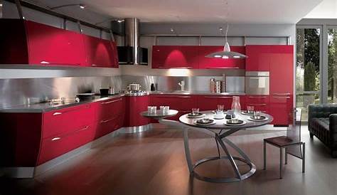 Meuble de cuisine rouge et gris Idée de maison et déco