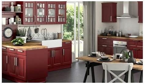 meuble de cuisine en bois rouge Idées de Décoration