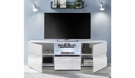 Grand meuble tv blanc laqué Idée de maison et déco