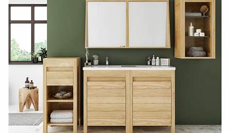 Meuble de salle de bain en bois massif avec double vasque