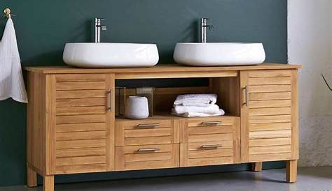 Meuble Double Vasque Bol De Salle De Bain 2 s Bois Scandinave,