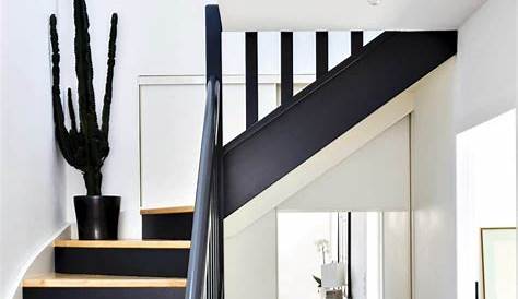Meuble escalier blanc et noir, double espace de rangement
