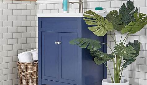 Meuble Lavabo Bleu ARIEL lavabo Simple, évier à Gauche, 37",