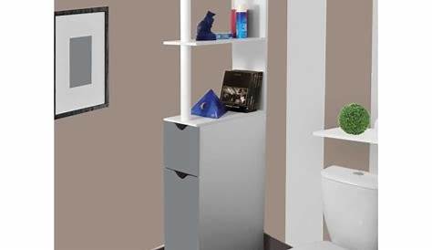 Meuble wc étagère bois gain de place pour toilette 2