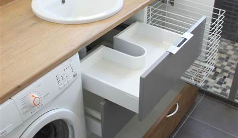 Meuble Salle De Bain Avec Lave Linge BSBML1360 Lavabo 130 Cm