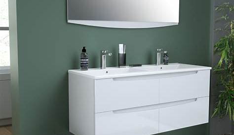 Meuble salle de bain 121cm blanc brillant,double vasque