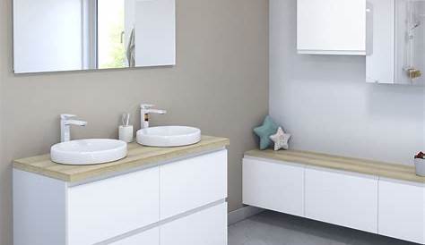 Meuble salle de bain double vasque PALIO 120 cm, blanc mat