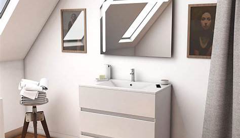 Meuble de salle de bain sur pied 80 cm blanc brillant et