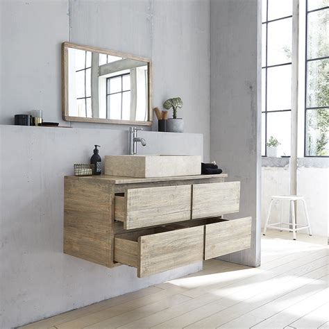 Meuble salle de bain design simple vasque VERONA largeur 60 cm, chêne