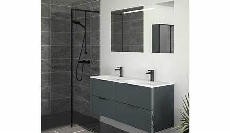 MILAZZO CG Meuble salle de bain double vasque Chêne Gris