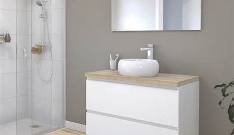 Meuble de salle de bains effet bois et blanc Leroy Merlin