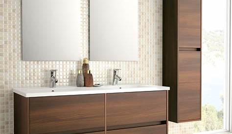 Meuble Salle De Bain Marron Laque Suspendu 90 Cm Caledonia