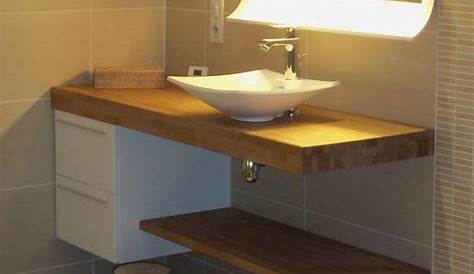Meuble salle de bain avec plan de travail bois lille