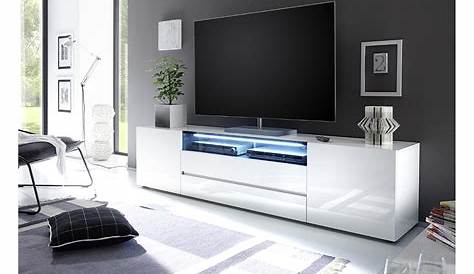 Salon meuble tv blanc laque avec strass