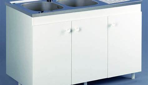 Meuble de cuisine sous évier 2 portes, blanc, H86 x L120 x