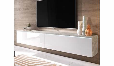 Grand meuble tv blanc laqué design elma Vente de