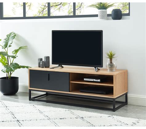 Meuble TV asymétrique bois et métal, un tiroir Made in Meubles