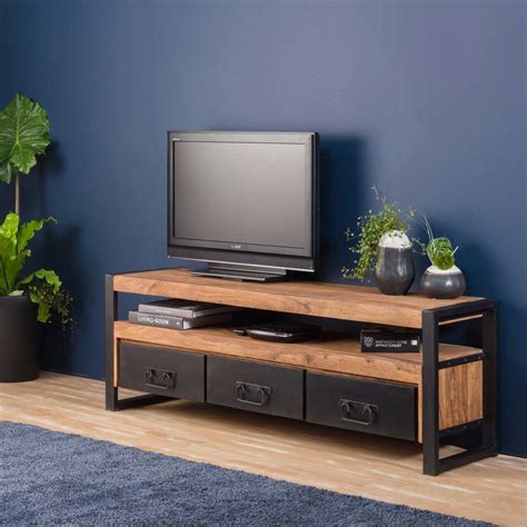 Meuble TV industriel bois et métal 3 tiroirs MadeinMeubles